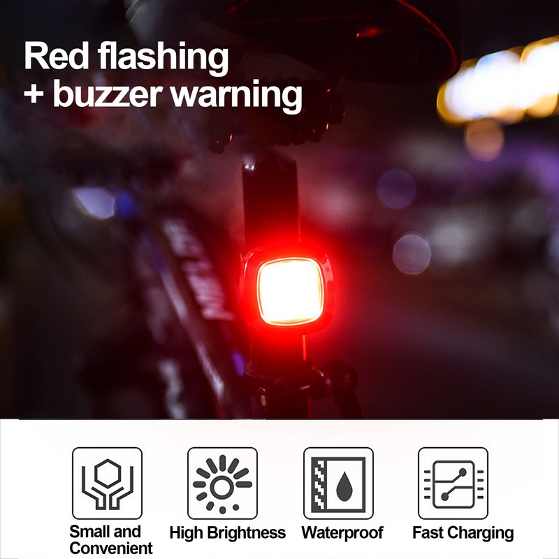Intelligent Bike Tail Light Waterproof Rechargeable Intelligent Bicycle Brake Induction