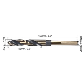 uxcell Reduced Shank Twist Drill Bits 14mm Black Nitride & Gold Titanium Coated High Speed Steel 4341 with 10mm (3/8") Shank for Stainless Steel Alloy Metal Plastic Wood