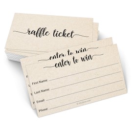 321Done Raffle Entry Form Cards, 3.5x2 Kraft Tan, Made in USA - Tickets for Contests, Drawings and Lotteries, Collect Name, Address, Phone, Email - Set of 50