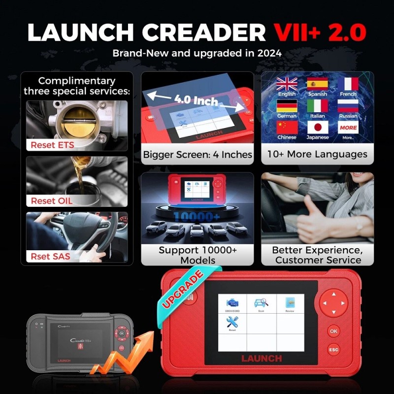 LAUNCH 2024 LAUNCH Creader VII+2.0 CRP123 V2.0 Diagnostic Scanner ABS