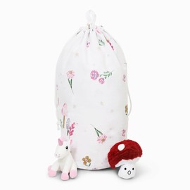 Happy Linen Company Girls Boys Kids Enchanted Forest Unicorn Pink 50 x 75 cm Reversible Foldable Toys Organiser Storage Bag