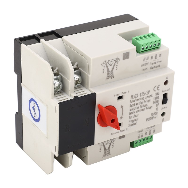 AC110V 100A Dual Power Automatic Transfer Switch 35mm Rail Mounting