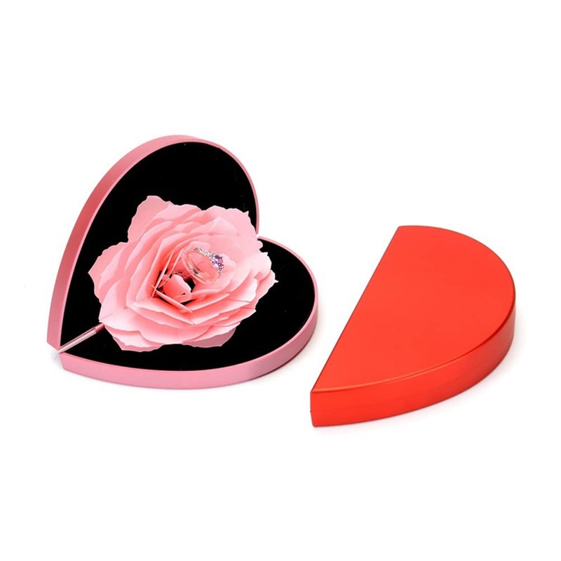 KKPLZZ 3D Rose Ring Box, Engagement Ring, Creative Jewellery Box,