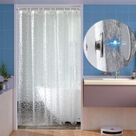 Tonnali Shower Curtain 120 x 200 cm, Eva Transparent Waterproof Shower Curtain with 2 Strong Magnets for the Bathroom, Anti-Mould, Antibacterial, with 6 Free Magnetic Clips Kit for Leak Protection