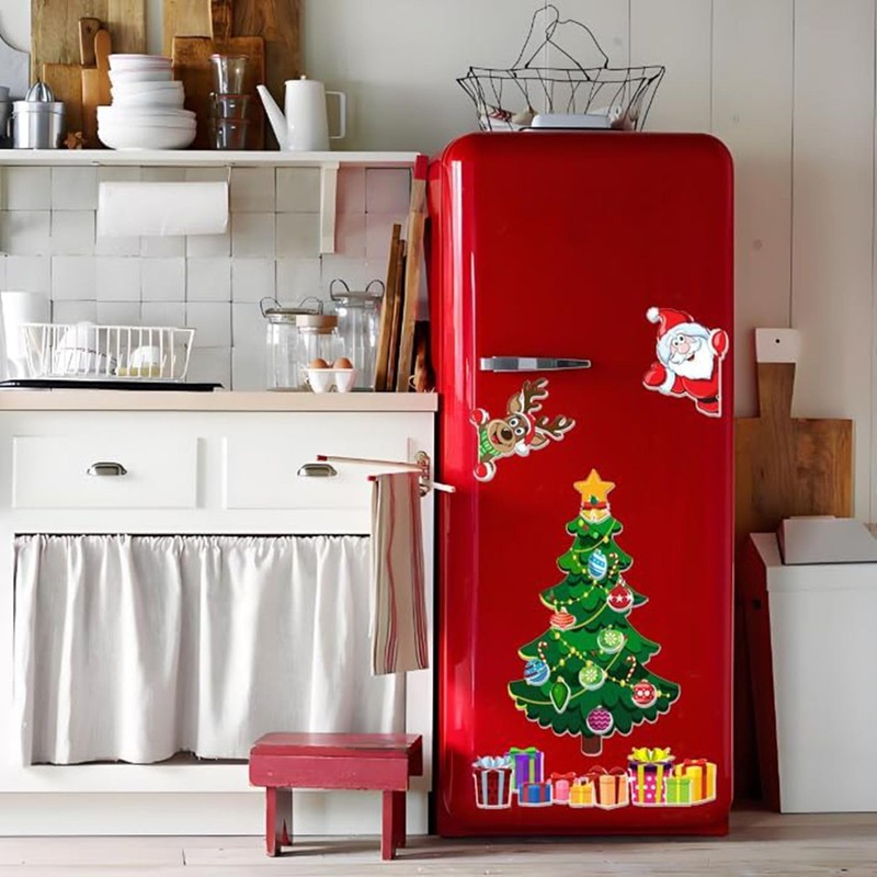 Magnetic Christmas Tree for Refrigerator, Soft Magnetic Set, Reusable Holiday