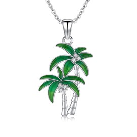 CUOKA MIRACLE Coconut Tree Pendant Necklace 925 Sterling Silver Palm Tree Necklace Tropical Coconut Tree Jewelry for Women Jewelry Summer Beach Theme Gifts for Women