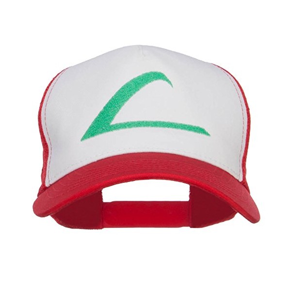 Ash Ketchum League Expo Embroidered Mesh Cap - White Red OSFM