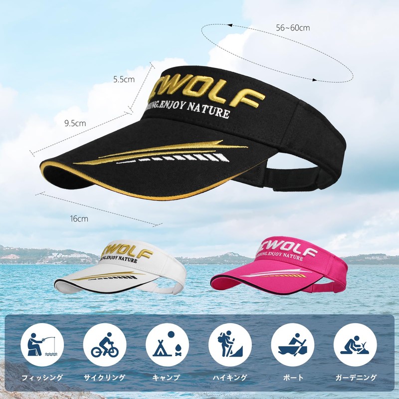 ARCWOLF Sun Visor, Sports Visor, Beautiful Silhouette, UV Protection, Golf,