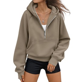 AUTOMET Womens Hoodies Fleece Fall Fashion Outfits Workout Sweatshirts Y2k Winter Zip Up Jackets Oversized Tops Clothes 2025 Coffee L