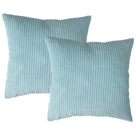 HOME LUXE Pack of 2 Corduroy Soft Solid Decorative Square Throw Pillow Covers Cushion Cases Pillow Cases for Couch Sofa Bedroom Car 18 x 18 Inch 45 x 45 cm (Teal)
