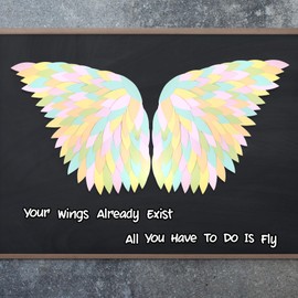 Mooliwe 191 Pcs Classroom Wings Bulletin Board Decoration Set DIY Colorful Wings Paper Cutouts Motivational Bulletin Board Decor for Classroom Wall Door Decor(Macaron Color)