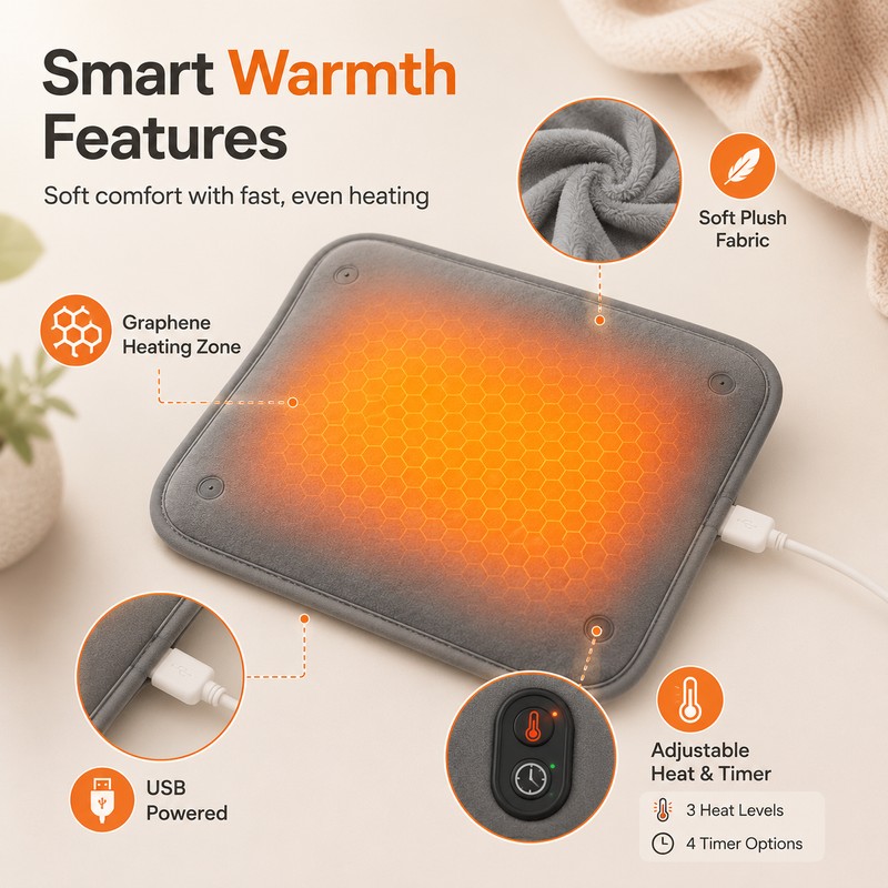 USB Heating Pad for Handbags & Home Use – Adjustable