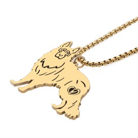 RAIDIN Stainless Steel 18K Gold Plated Cute Dog Necklace for Women Girls Animal Puppy Pendant Jewellery Gifts for Pets Lovers (Gold-165 German Shepherd), Stainless Steel, No Gemstone