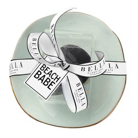 Bella Sleep + Spa Makeup Small Black Blending Sponge with Gold Trimmed Ceramic Tray, 4.5" Diameter, Beach Babe