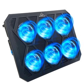 NAGAN Laptop Cooling Pad with 6 Fans, Ergonomic USB Powered Cooling Pad for Laptop with Dual USB 2.0 Ports, Height-Adjustable, Metal Mesh Gaming Notebook Cooler, Fits 15-17.3 inch Laptops