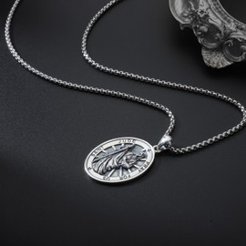 DOTBJ 925 Sterling Silver Saint Jude Pendant Necklace, Catholic Patron St Jude Medal Gift for Men Women with Strong Stainless Steel 22+2 inches Rolo Chain