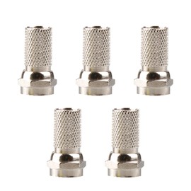Tabanzhe 5-Pack Waterproof F Plug Connectors - Micro Screw/Twist On Design for Aerial Coaxial Cable,Secure and Reliable Connectivity for Satellite TV Installations in Various Weather Conditions