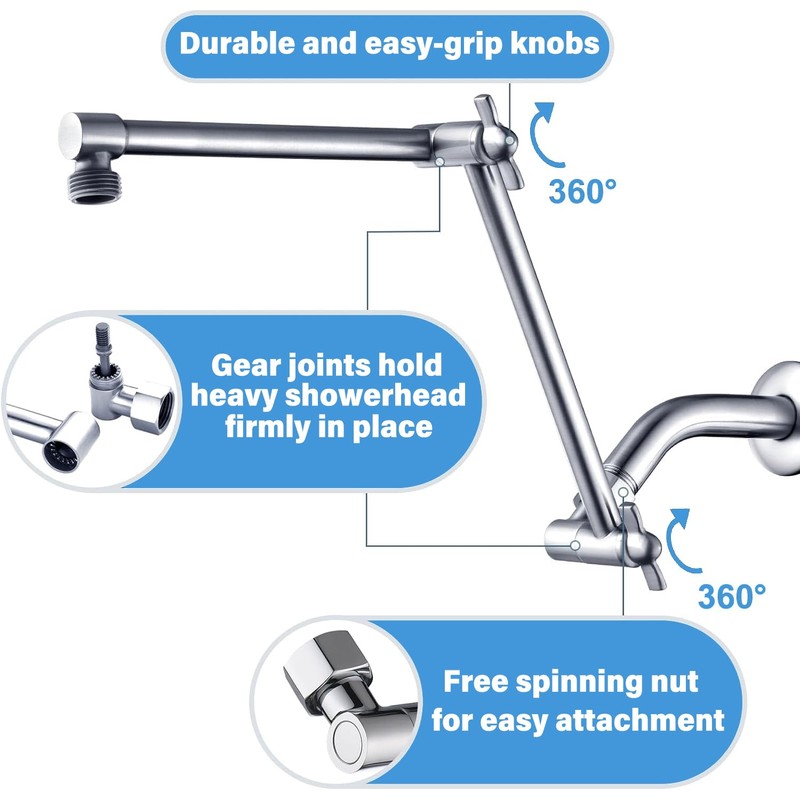 JINYOMFLY Shower Arm Extension 16" Shower Head Extension Arm Shower
