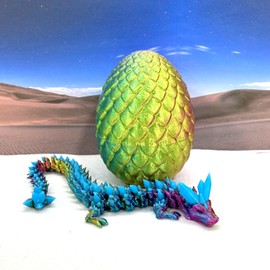 3D Printed Dragon, Glow in The Dark Crystal Dragon with Dragon Egg, Red Yellow Blue Crystal Dragon, Home Office Decor Executive Desk Toys, Fidget ADHD Toy for Autism/ADHD - GD001-RYB