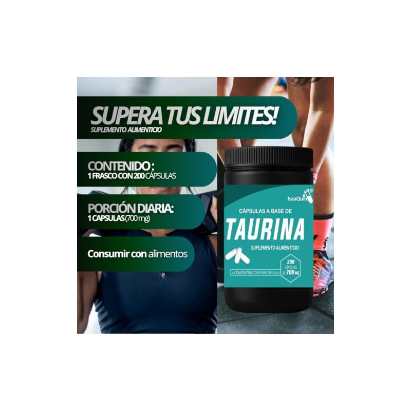 ISAAQUIM Taurina 700 mg – 200 Cápsulas | Aminoácido en