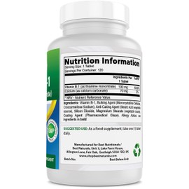 Best Naturals Vitamin B1 as Thiamine Mononitrate 100 mg Tablets (120 Count (Pack of 3))