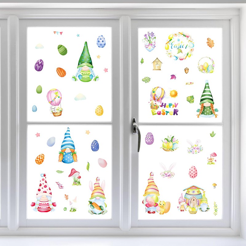 540 PCS Easter Decorations Window Clings, 9 Sheets Easter Window