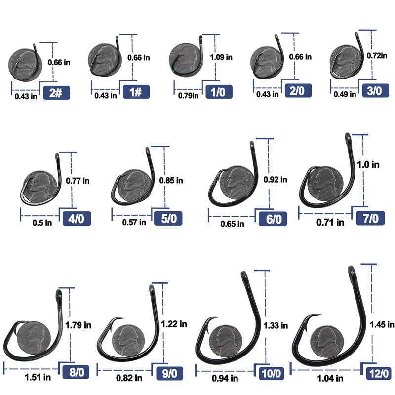 FishTrip Circle Hooks Saltwater for Catfish - 25pcs Offset 3X