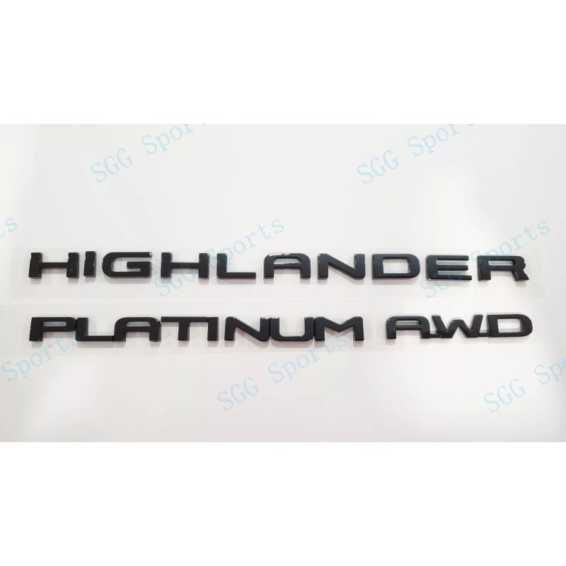 Toyota OEM 3PC Gloss Black HIGHLANDER Platinum AWD Letter Emblem