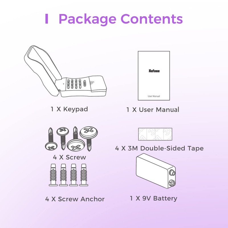 Refoss Wireless Garage Door Keypad Purple Learn Button, 315MHz Chamberlain/LiftMaster/Craftsman,