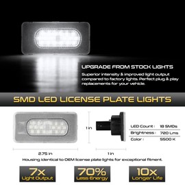 VIPMOTOZ Full LED License Plate Tag Lights Lamps Compatible With 2020-2023 Toyota Corolla Sedan Model Chrome Housing Clear Lens Left & Right Side Pair Set