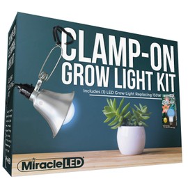 Miracle LED Clamp-On LED Absolute Daylight Plus Grow Light Kit with Red & Blue Spectrum Grow Bulb Replacing 150W, 609106