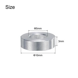 QUARKZMAN 30pcs Aluminum Spacer 5mm Bore x 10mm x 3mm Screw Spacer Bushing Smooth Surface Round Metal Spacer for M5 Screws, Bolts and Rods