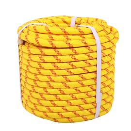 LiGuVCY 1/2 x 150FT, Heavy Duty Braided Polyester Tree Rope, 48 Strand Arborist Bull Rope for Swings, Camping, Marine (Yellow and Red)