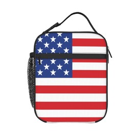 JIMOWANG American Flag Lunch Bags Reusable Tote Lunch Box for Office Work School Picnic Camping Thermal Insulated Meal Bag
