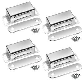 ciciment Magnetic Door Catch, Stainless Steel Cabinet Magnets for Kitchen Wardrobe Bathroom Cupboard Drawer Closures, Strong Magnet Latches for Small Cabinet Doors (4 pcs)