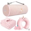 urnexttour Kids Travel Blanket and Pillow- Premium Soft Pink Airplane
