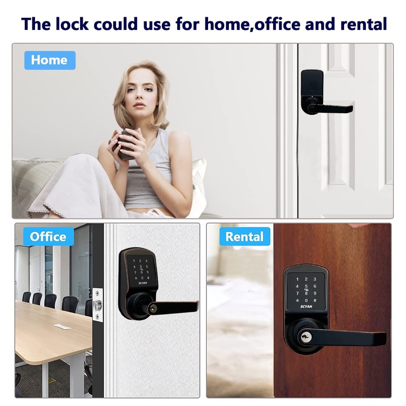 Smart Door Lock, Keyless, Fingerprint, SCYAN X2 Handle Lock with