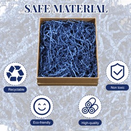 Fulmoon 1 Bag 3 lb/1.35 kg Shredded Paper for Gift Box Crinkle Cut Glitter Shredded Filler Shiny Paper Filler for Gift Wrapping Basket Filling Birthday Wedding Christmas (Navy Blue)