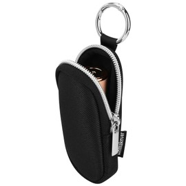 Portable Lip Balm Organizer Case with Keychain, Travel Lipstick Holder Storage Bag, Waterproof Small Cosmetic Organizer, Anti-Lost Lipstick Lip Gloss Sleeve Pouch Keeper Case (Black, Large)