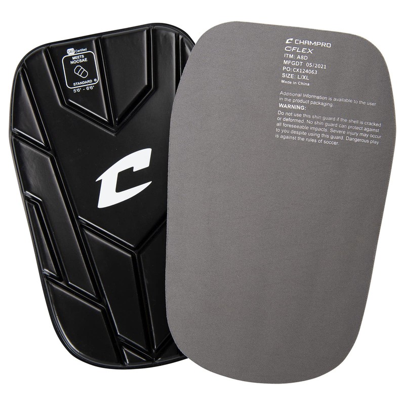 CHAMPRO C-Flex NOCSAE Soccer Shin Guard Insert with Compression Sleeves,