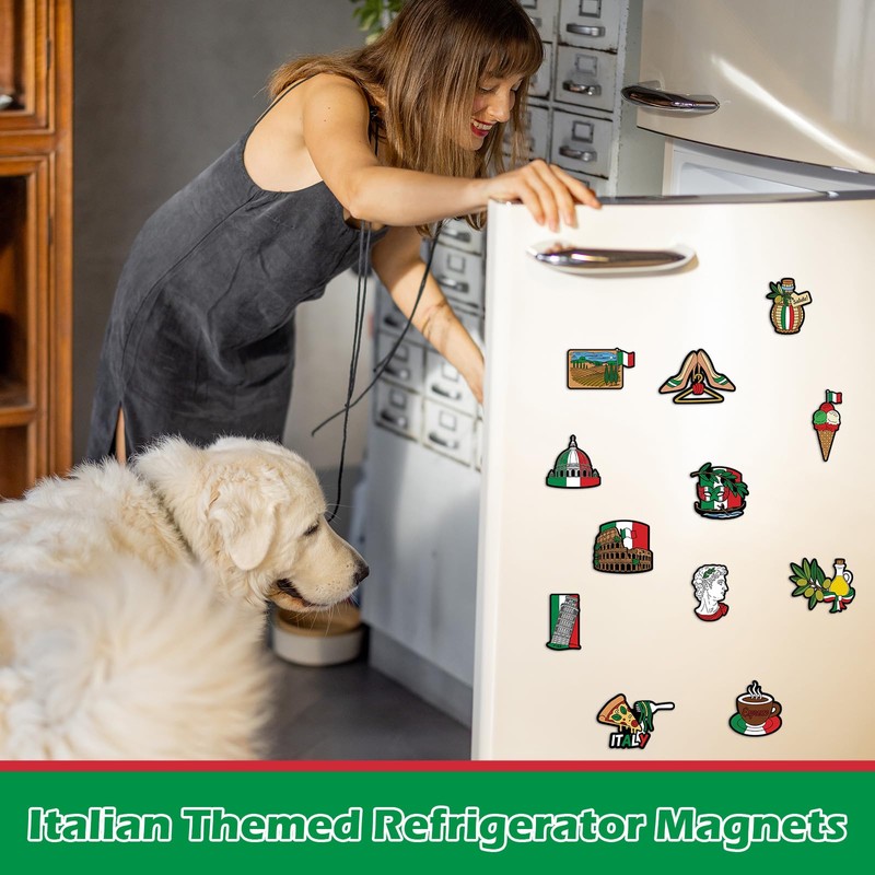 Italian Fridge Magnets 12 Pack Italy Souvenirs PVC Refrigerator Magnets