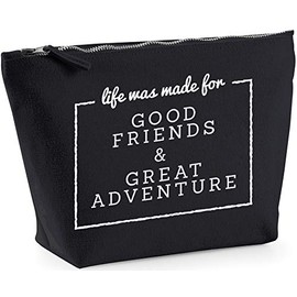 Hippowarehouse Life was made for good friends and great adventure printed make up cosmetic wash bag 18x19x9cm