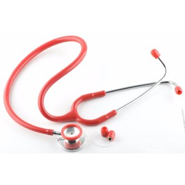 Optimum Dual Head Stethoscope for Students, Nurse, Doctor, Vet EMT- Lightweight and Portable (Red)