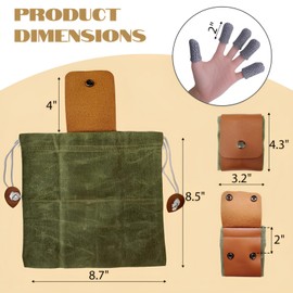 Outdoor Waxed Canvas Foraging Bag – Collapsible Belt Pouch with Drawstring & Finger Guards, Fruit Picking Bag for Camping, Hiking, Berry Harvesting, Waist-Mounted Wax Canvas Storage Pouch (Green)