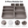 8-Piece Adjustable Drawer Organizer Set, Plastic Storage Trays for Makeup,