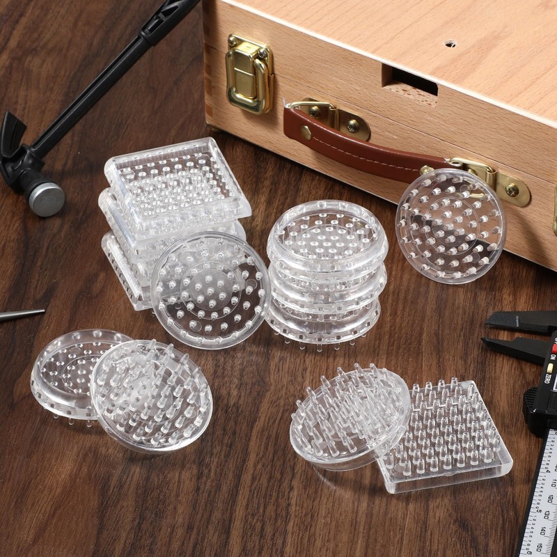 JJUNW 32Pcs Carpet Protector, Spiked Plastic Caster Cups Clear Round