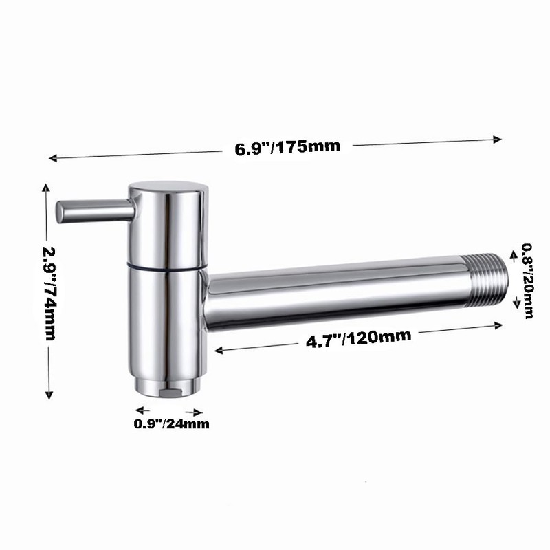 Chrome Plated Brass Wall Mounted Faucet Outdoor Garden Balcony Mop