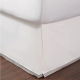 HUDSON PARK COLLECTION Italian Linens King Bedskirt, white/stripe Charcoal