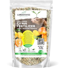 GARDENWISE Professional Citrus Fertilizer + Vital Micronutrients; Perfect Balanced NPK for All Citrus; for Indoor and Outdoor Plants; Orange, Lime, Avocado and Lemon Tree Fertilizer (4 QUARTS)