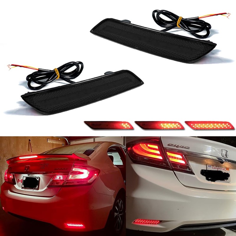 for 2013 2014 2015 Honda Civic Sedan Rear Bumper Reflector